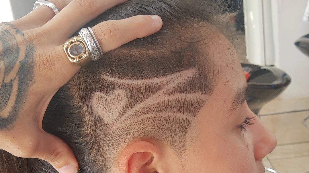 Corte com desenho feito na Barbearia Montalvão